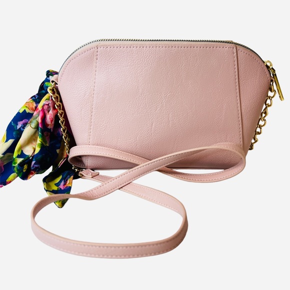 Betsey Johnson XO Anaya Crossbody with Scarf and Chain Strap Light Pink - Picture 2 of 7